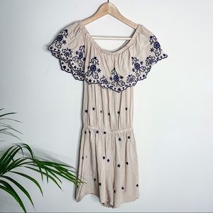 LOVETREE FLORAL EMBROIDERED SCALLOP EDGE ROMPER